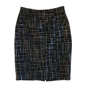 Calvin Klein Skirt Black Metallic Silver Lined Size 4